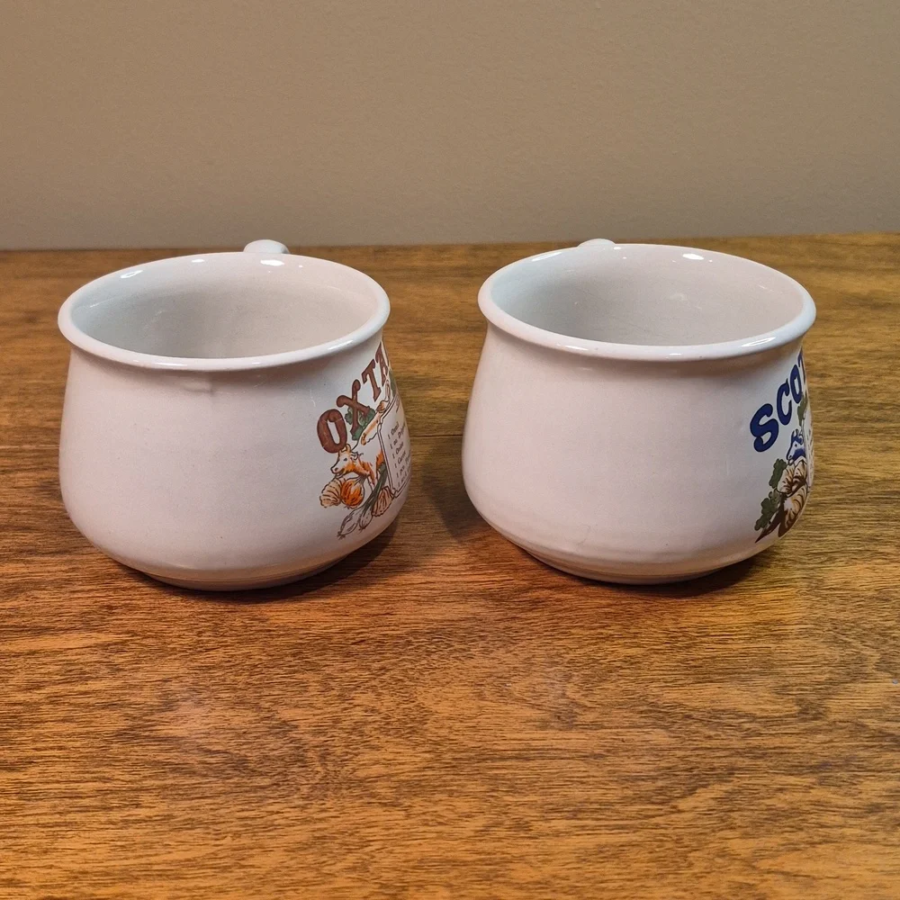 VINTAGE Set of 2 Ceramic Recipe Soup Mugs, Oxtail Soup & Scotch Broth - Picture 3 of 13